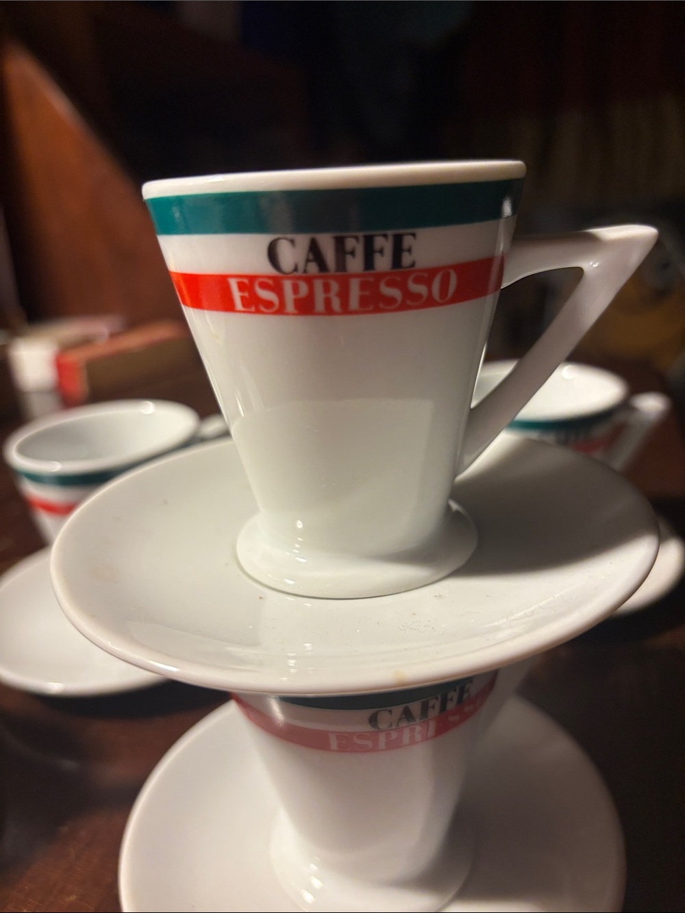 6 sets of expresso Cup and saucer; “Cafe Espresso “  by Levtov
